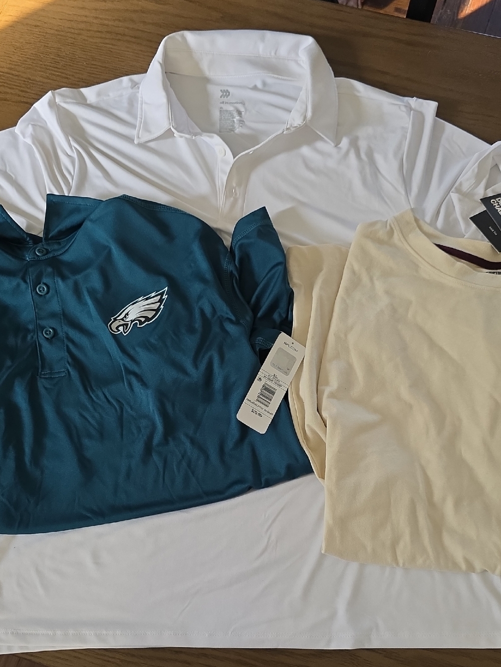 Bundle all in motion White Men's Polo with Teal Graphic Polo & Cream Tee